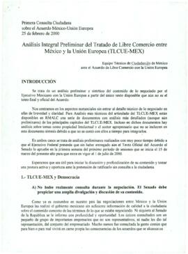 
Análisis Integral Preliminar del Tratado de Libre Comercio entre México y la Unión Europea (TLCUE-MEX).


