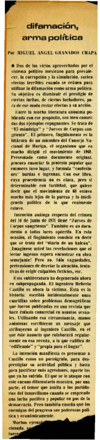 
Difamación, arma política.


