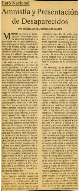 
Amnistía y presentación de desaparecidos.


