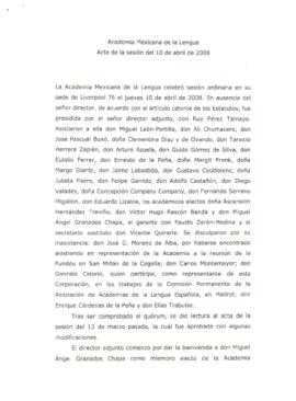 
Acta de la sesión del 10 de abril de 2008.


