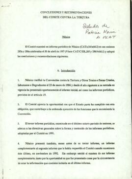 
Conclusiones y recomendaciones del comité contra la tortura.


