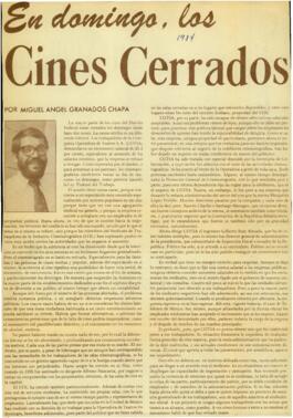 
En domingo, los Cines cerrados.


