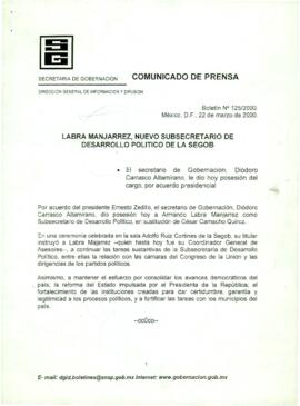 
Labra Manjarrez, nuevo Subsecretario de Desarrollo Político de la SEGOB.


