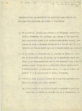 
Observaciones al proyecto de decreto para crear la productora nacional de radio y televisión.


