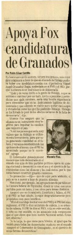 
Apoya Fox candidatura de Granados.


