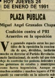 
Coalición contra el PRI. Acuerdos en la oposición.


