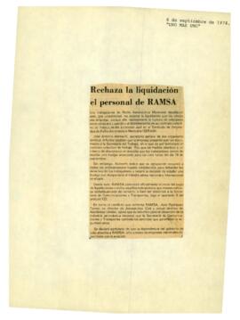 
Rechaza la liquidación el personal de RAMSA.


