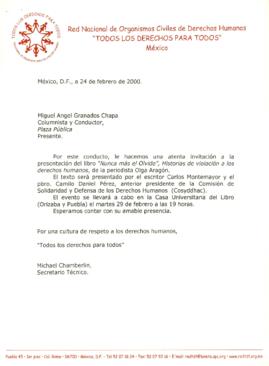 
Invitación a Miguel Ángel Granados Chapa.


