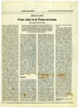 
Grave crisis en la Prensa mexicana.



