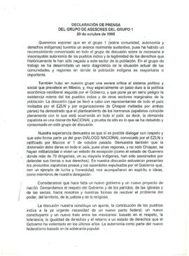 
Declaración de prensa del grupo de asesores del grupo 1. 20 de octubre de 1995.


