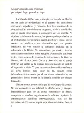 
Gaspar Elizondo, una presencia por Miguel Ángel Granados Chapa.


