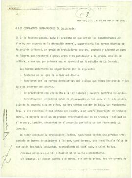 
A los compañeros trabajadores de La Jornada.


