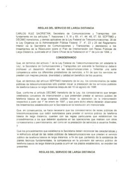 
Reglas del servicio de larga distancia.


