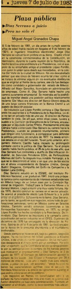 
Díaz Serrano a juicio.
Pero no sólo él.


