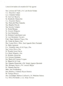 
Lista de invitados a la reunión del 9 de agosto.


