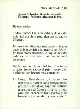 
Mensaje del Presidente Vicente Fox a la Nación.


