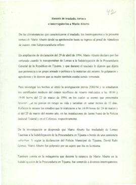 
Síntesis de traslado, tortura e interrogatorios a Mario Aburto.



