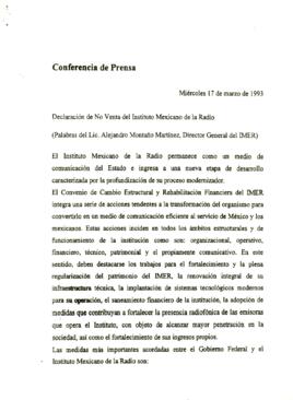 
Declaración de No venta del instituto mexicano de la radio.


