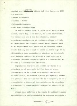 
Tercer aniversario. Zedillo al habla. Universidad gratuita.


