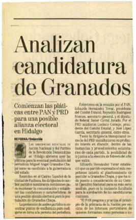 
Analizan candidatura de Granados.


