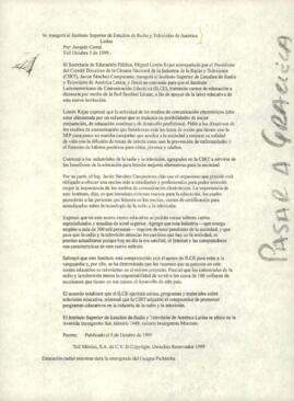 
Se inaugura el instituto Superior de Estudios de Radio y Televisión de América Latina.


