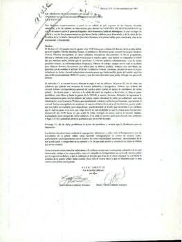 
Carta al presidente Ernesto Zedillo.


