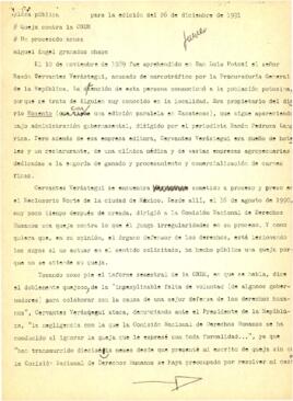 
Queja contra la CNDH. Un procesado acusa.


