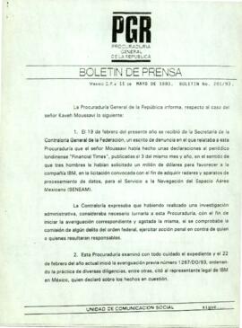 
Boletín de prensa.


