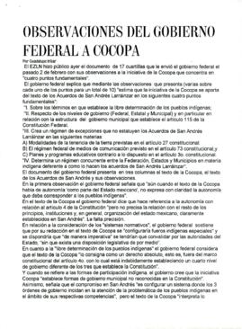 
Observaciones del Gobierno Federal a COCOPA.


