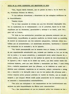 
Texto de la carta arzobispal que desaprueba al muro.


