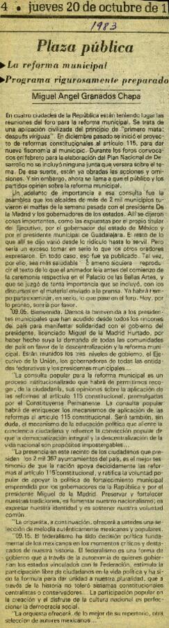 
La reforma municipal.



