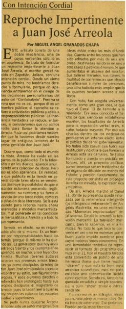 
Reproche Impertinente. a Juan José Arreola.



