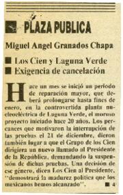 
Los Cien y Laguna Verde. Exigencia de cancelación.


