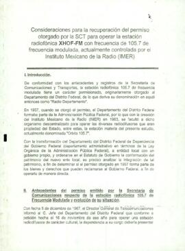 
Consideraciones para la recuperación del permiso otorgado por la SCT para operar la estación radiofónica XHOF-FM.


