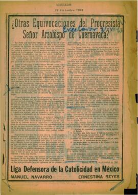 
¿Otras equivocaciones del progresista Sr. Arzobispo de Cuernavaca?.


