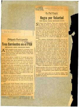 
Negra por Voluntad.
Tres corrientes en el PAN.
Bienes de la lglesia.
Censura Lerda.


