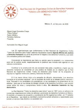 
Carta a Miguel Ángel Granados Chapa.


