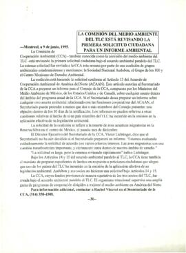 
La Comisión del Medio Ambiente del TLC está revisando la primera solicitud ciudadana para un informe ambiental.


