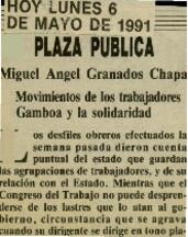
Movimientos de los trabajadores. Gamboa y la solidaridad.


