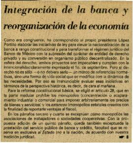 
Integración de la banca y reorganización de la economía.


