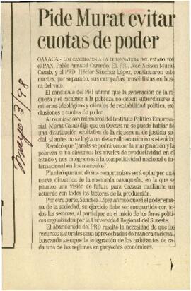 
Pide Murat evita cuotas de poder.


