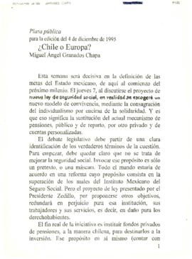 
¿Chile o Europa?.


