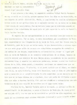 
Escobar : un tajo al narcotráfico.


