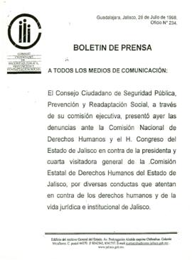 
Boletín de prensa.


