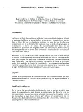 
Diplomado Superior : ´Historia, Cultura y Derecho´.



