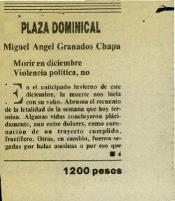 
Morir en diciembre. Violencia política, no.


