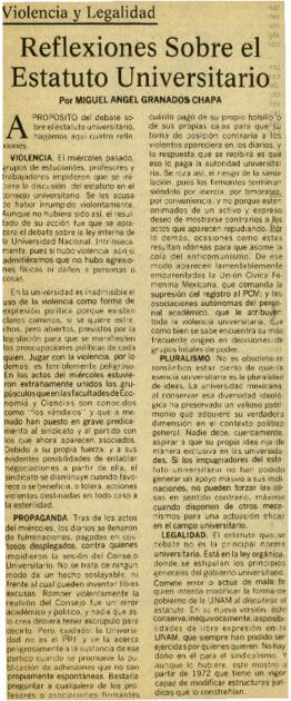 
Reflexiones sobre los Estatuto Universitario.


