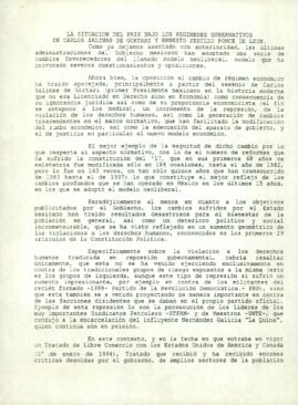 
La situación del país bajo los regimenes gubernativos de Carlos Salinas de Gortari y Ernesto Zedillo Ponce de León.


