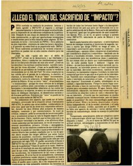 
¿Llego el turno el sacrificio de IMPACTO?.


