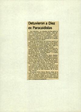 
Detuvieron a Diez ex Paracaidistas.


